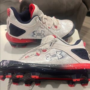 Under Armour Kids' White and Red Sneakers.  American Football